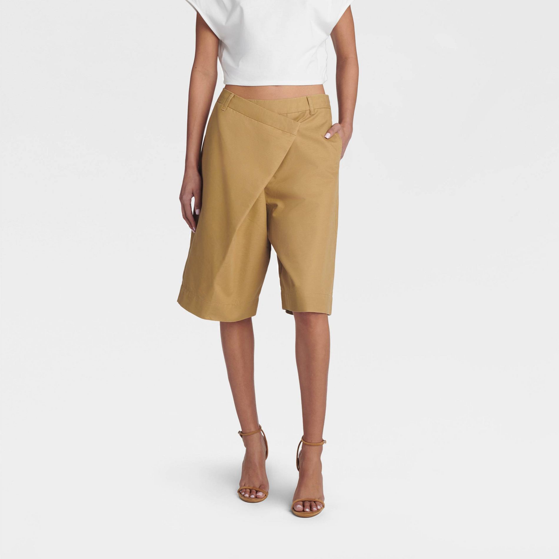 KBB by KAHLANA Women's 'The Asym Bermuda Shorts' - Brown
