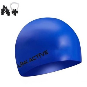 Link Active Adult Silicone Swim Cap Durable Comfortable BONUS EAR & NOSE PLUGS INCLUDED!!! - 1 of 4