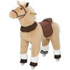 Qaba Ride on Horse for Kids 3-5 Years, 31.5 Inch Height Plush Riding Pony, Walking Horse Animal with Rolling Wheels for Active Play, Brown - 4 of 4