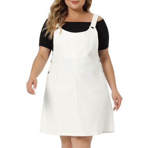 Ladies denim pinafore clearance dress plus size