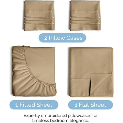 Beige Full Size Ultra Soft Microfiber 4 Piece Bed Sheet Set