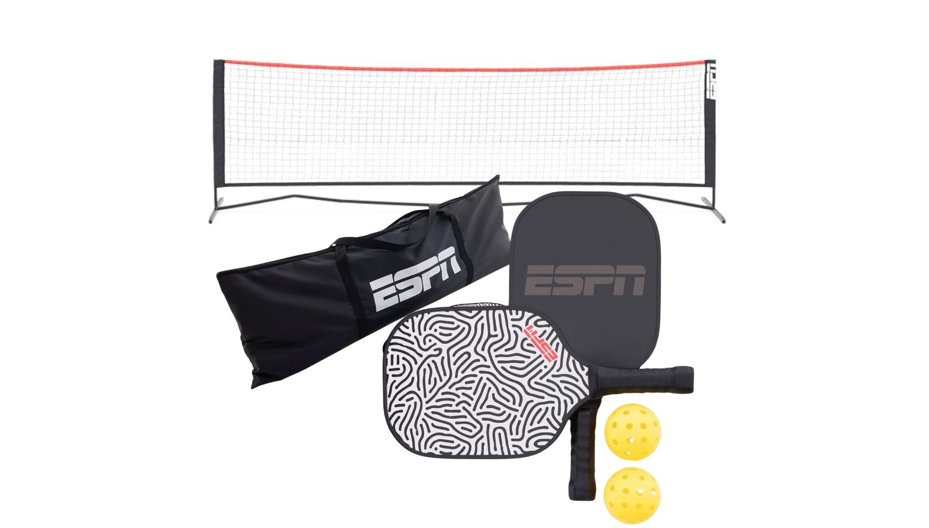 ESPN Pickleball Net Set (2 paddles, 2 balls, 1 portable net and carry bag