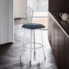 30" Faux Leather Bar Stool with Brushed Stainless Steel Base and 360-Degree Swivel for Kitchen or Bar Area - 2 of 4