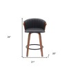 HomeRoots 26" Black and Wood Brown Faux Leather with Solid Wood Swivel Counter Height Bar Chair - 3 of 4
