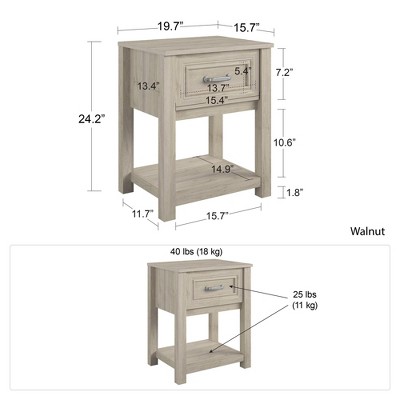 Sierra Ridge Levi Light Walnut Laminated Nightstand for Kids