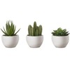 Gulches Artificial Plant, 6" Tall, Succulent, Indoor, Faux, Fake, Table, Greenery, Potted, Set Of 3, Decorative, Green Plants, White Pots - 2 of 4