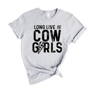 Simply Sage Market Women's Long Live Cowgirls Lightning Bolt Short Sleeve Graphic Tee - 1 of 2