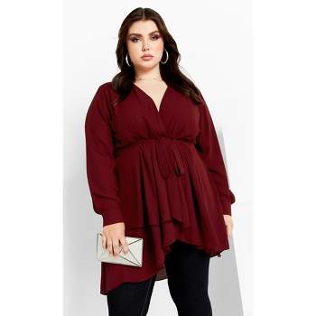 City Chic  Women's Plus Size Top Angelina - Oxblood Full Bloom - 20w :  Target