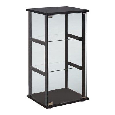 Coaster Home Furnishings 3 Shelf Freestanding Accent Curio Cabinet Display Shelf with Tempered Glass Shelves and Reversible Glass Door, Black