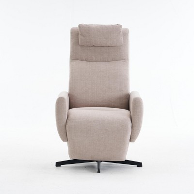 Linen Fabric 360 Swivel Chair, Handle Glider Recliner Nursery Chair With Adjustable Back And Footrest, Swivel Chairs Accent-Cuddlewood