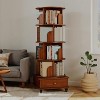 Yinvani Rotating Bookshelf for Small Space, 6 Tier Bookcase Storage Rack with Wheels, for Bedroom, Living Room, Study Room - 4 of 4