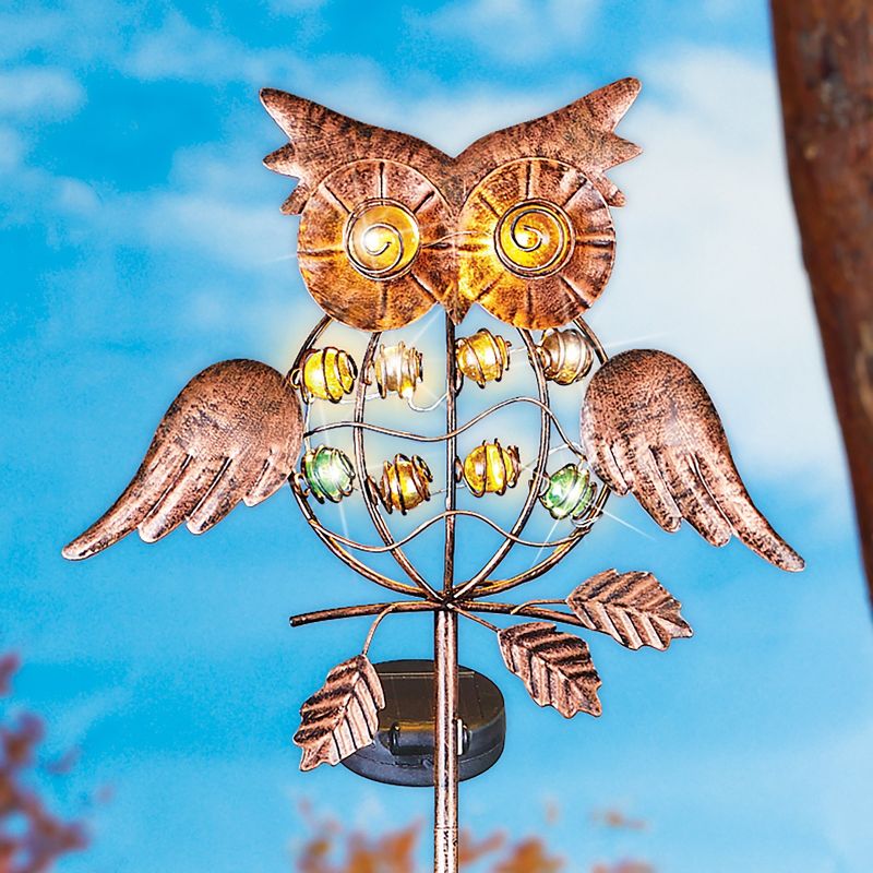 Collections Etc Solar Owl Metal Garden Stake with Glass Bead Accents, 2 of 4