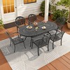 7-Piece Cast Aluminum Outdoor Dining Set: Oval Table, Stackable Chairs & Brown Cushions - All-Weather Patio Furniture for Your Backyard - 2 of 4