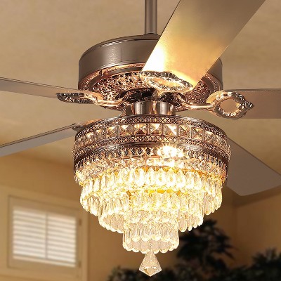 Kviflon 52 inch Crystal Ceiling Fan with Light