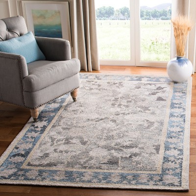 Hand-Tufted Blue and Beige Wool Blend Abstract 4' x 6' Area Rug