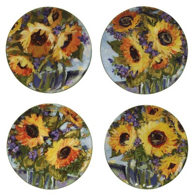 Set of 4 Sunflower Bouquet Assorted Salad/Dining Plates - Certified International