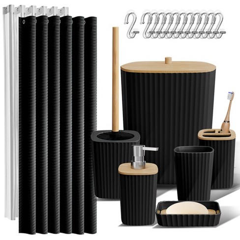 Hearth & Harbor Bathroom Accessories Set, Black Bathroom Set With ...
