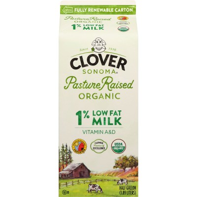 Clover Sonoma Fresh Organic Pastured Raised 1% Milk - 0.5gal