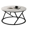 34" Round White Wood Coffee Table Set with Black Metal Base, 3 Piece Living Room Center and End Tables-3irtyhousy - 2 of 4