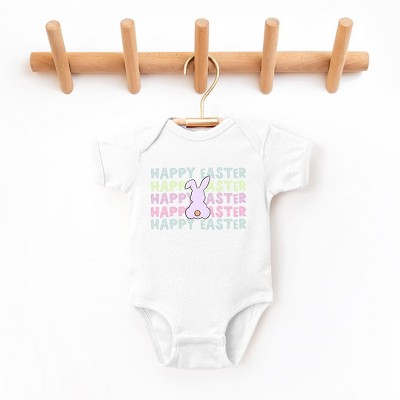 The Juniper Shop Pastel Happy Easter Stacked Baby Bodysuit