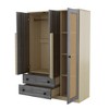 TIRAMISUBEST 3-Doors Rattan Storage Wardrobe with 2 Drawers for Bedroom, Modern Armoire Closet with Hanging Rod and Storage Shelves - 3 of 4