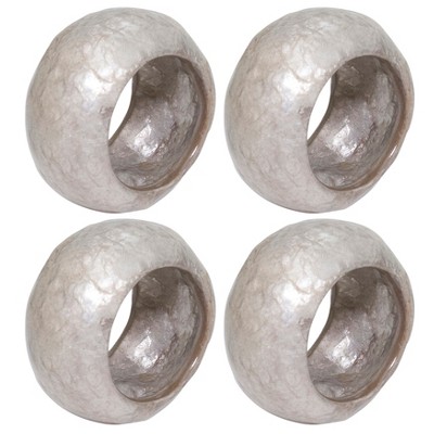 Silver Textured Capiz Napkin Rings Set of 4