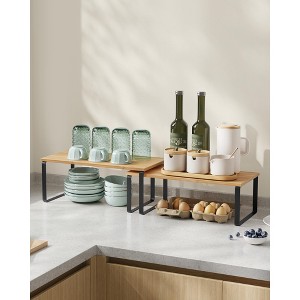 4-Pack Stackable Kitchen Shelf Organizer - Expandable Spice Rack for Cabinet/Counter, Metal & Wood - 1 of 4