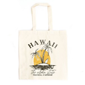 City Creek Prints Hawaii Tropical Paradise Canvas Tote Bag - 15x16 - Natural - 1 of 2