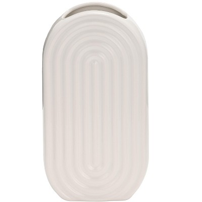 Sagebrook Home Oval Ridge Ceramic Vase Contemporary Vase for Home or Office Decorative