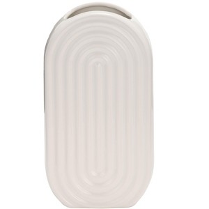 Sagebrook Home Oval Ridge Ceramic Vase Contemporary Vase for Home or Office Decorative - 1 of 4