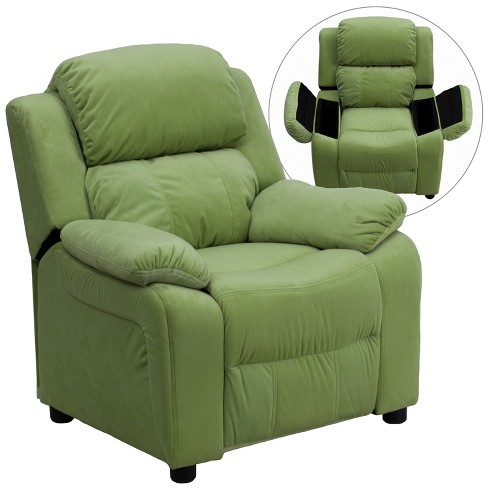 Emma And Oliver Deluxe Padded Avocado Microfiber Kids Recliner