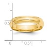 Black Bow Jewelry 2.5mm to 6mm 14K Yellow Gold Half Round Ridged Edge Standard Fit Band - 4 of 4