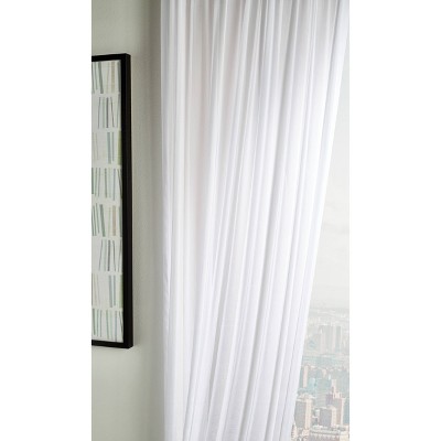 84" White Sheer Pleated Rod Pocket Window Panels
