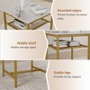 KTMBDW Bar Table and Chairs Set, 2-Layer Table & 2 Stools with Backrest, Metal High Top Table Breakfast Stools Set for Living Room, Kitchen - 4 of 4