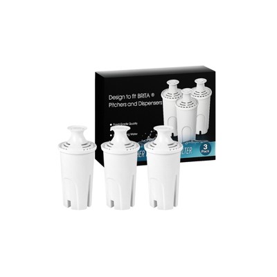 Nispira Water Filter Replacement for Britta OB03, Classic 35557, Mavea 107007, Removes Chlorine, Lead, Odor, Color Reduce Water Hardness, 3 Packs