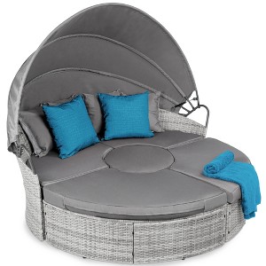 Best Choice Products 5-Piece Modular Patio Wicker Daybed Sectional w/ Adjustable Seats, Retractable Canopy - 1 of 4