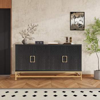 59.8" Retro Style Sideboard, Buffet Storage Cabinet with Adjustable Shelves, Metal Handles and Legs 4M-ModernLuxe
