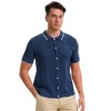 INSPIRE CHIC Men's Button Down Short Sleeve Lightweight Casual Summer Vintage Knit Polo Shirts - 4 of 4