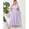 Clearlove Women's Summer Plus Size Dress Ruffle Cap Sleeveless V Neck Side Split Long Beach Maxi Dress - 2 of 4