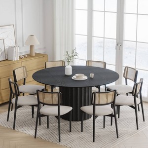 Dovelina Mid-Century Round Dining Table Wood Kitchen Table Dining Room Table for 4 People - Black - 1 of 4