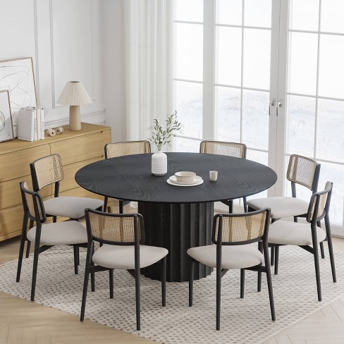 Dovelina Mid-Century Round Dining Table Wood Kitchen Table Dining Room Table for 4 People - Black - image 1 of 4