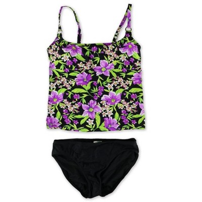 Island Escape Womens Floral Shaper Pant 2 Piece Tankini