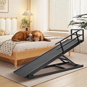Docred Dog Ramp, Adjustable Height Wooden Folding Portable Pet Ramp for Bed, Couch,SUV-High Traction,for Small Large Old Dogs Cats - 1 of 4