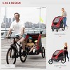 2-in-1 Bike Trailer and Stroller for 2 Kids with Foldable Frame and Safety Flag for Outdoor Riding-3irtyhousy - 2 of 4
