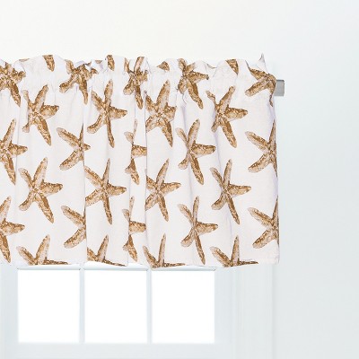 White Cotton Coastal Starfish Print Valance Set