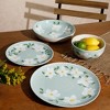 Bloomhouse Magnolia Bloom 16 Piece Double Bowl Hand Painted Stoneware Plates and Bowls Floral Dinnerware Set - 3 of 4
