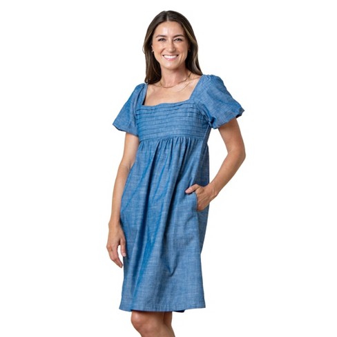 Hope & Henry Women's Organic Ruched Bodice Chambray Dress - image 1 of 4