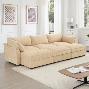 3-Seater Modular Sectional Sofa with Storage Drawers and 3 Ottomans, Chenille Sofa for Living Room, Wide Seat Sleeper Sofa for Home Theater-Koiai - 1 of 4