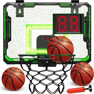 Mini Basketball Hoop Over Door with Electronic Scoreboard Indoor Sport Toy for Boys Ages 5-10 - 1 of 4
