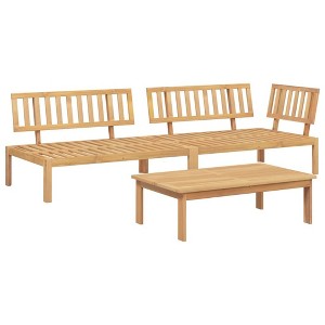vidaXL 3-Piece Patio Pallet Sofa Set - Solid Acacia Wood Outdoor Modular Lounge Furniture for Garden, Deck, and Patio - 1 of 4